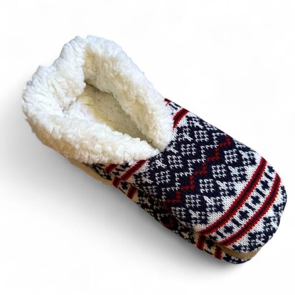NWT Mixit Women’s 1-Pair Sherpa Slipper Socks (L/XL) Sweater Blue Fair Isle, Was - Picture 7 of 7